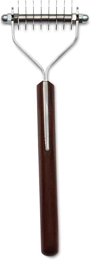 Mars Coat King Dematting Undercoat Grooming Rake Stripper Tool for Dogs and Cats Stainless Steel with Wooden Handle for Thick Coats 8-Blade Stripper for Groomers Pet Owners