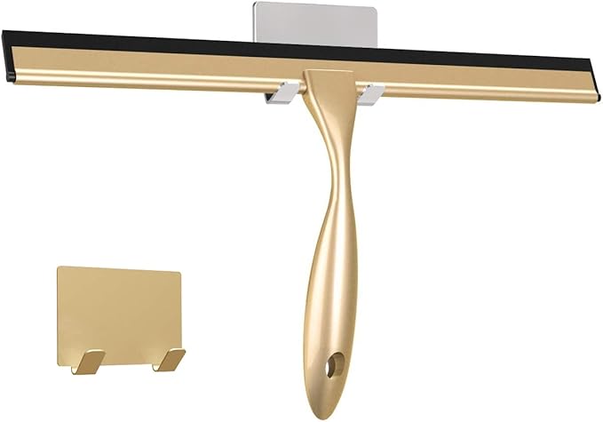 Shower Squeegee for Doors &amp Windows All-Purpose Stainless Steel 14 Inch Golden
