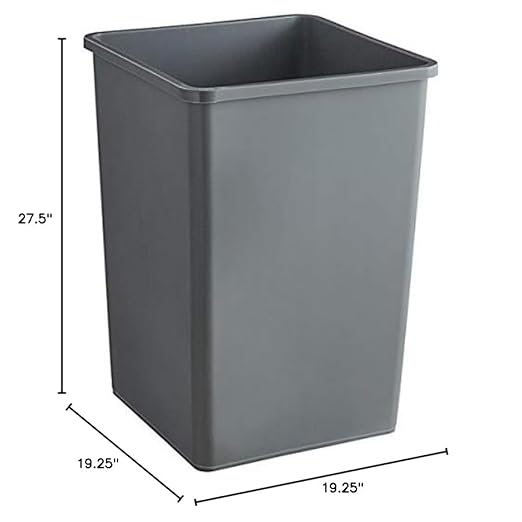 PRO&ampFamily 140 Qt. / 35 Gallon / 132 Liters Gray Square Trash Can. Trash Bin Kitchen Garbage Can Waste Basket Recycle Bin