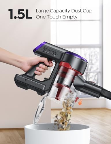 BuTure VAC Cordless Vacuum Cleaner 450W 38Kpa Max 55 Mins Vacuum Cleaners for Home with Detachable Battery Stick Vacuums with Touch Display Handheld Vacuums for Hardwood Floor Carpet Pet Hair