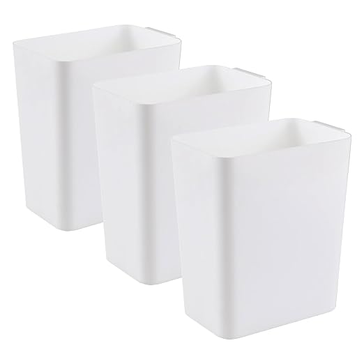 Kiddream 3 Pack 4.5 Gallon Deskside Wastebasket Plastic Slim Trash Can White