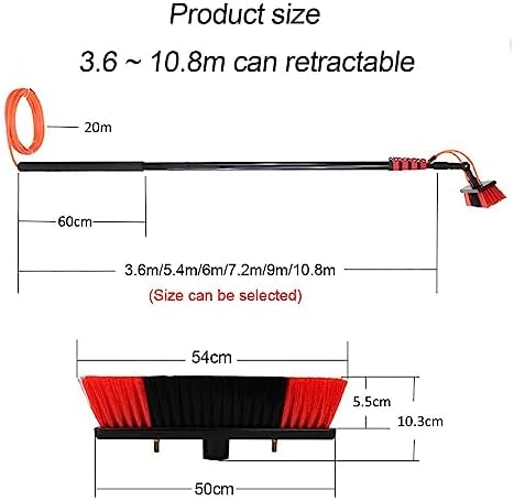 Glass Cleaning Brush Home Water Fed Telescopic Pole Kit Solar Panel Brush Rotating for Photovoltaic PanelTelescopic Window Cleaner Kit 3.6-10.8M Extendable Water Fed Pole Ideal for Solar Pa