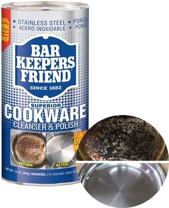 Bar Keepers Friend Cookware Cleanser &amp Polish (12 oz) - Cleaner Degreaser &amp Stain-Remover - for Use on Stainless Steel and Copper Pots Pans and Utensils Glass Casserole Dishes and More (6)