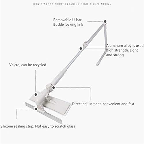 Window Cleaning Brushes Long Handle Cleaner Glass Squeegee Telescopic Rod Rotating with Cloth Rubber Wiper