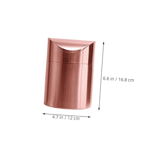 Mini Stainless Steel Trash Can with Lid Small Rose Gold Waste Basket for Office Bathroom Kitchen Compact Countertop Garbage Bin for Boys and Girls Decorative Storage