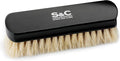 Premium Horsehair Shoe Polish Brush – Handcrafted Beechwood Shoe Brush for Shine and Buffing – Luxurious Shoe Shine Brush with Soft Horsehair Bristles (Black/White)