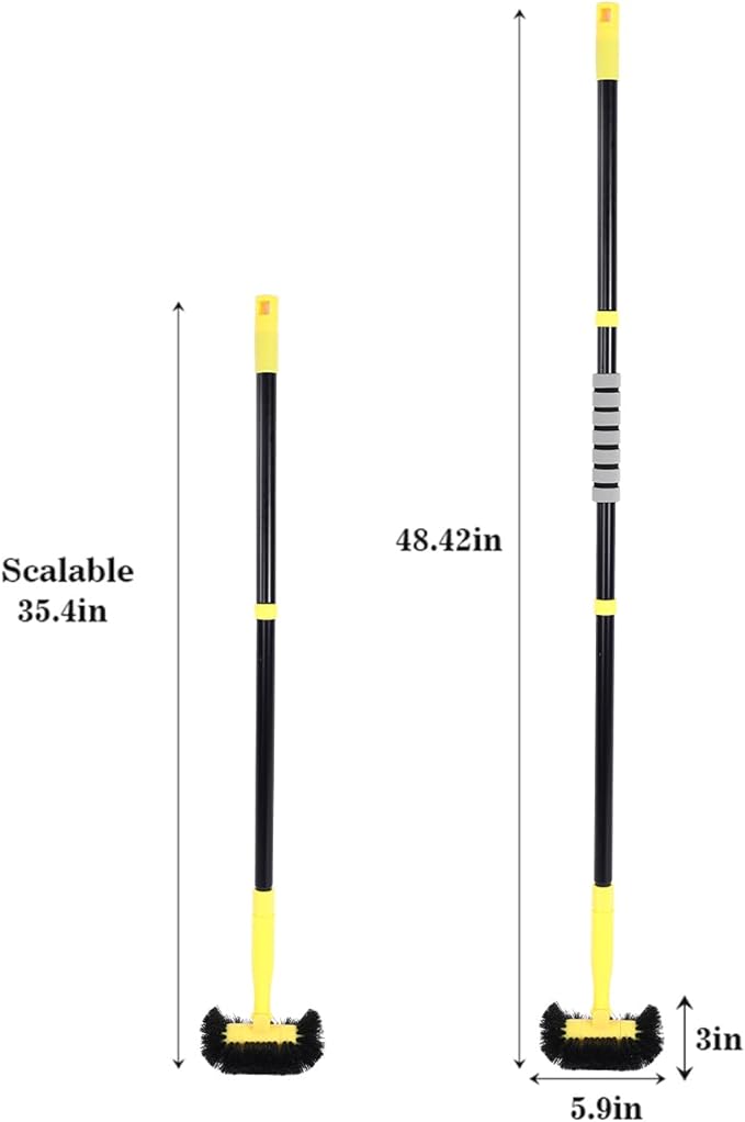 Grout Cleaning Brush with Long Handle - Hard Bristle Hand Held Grout Cleaner Brush for Tile Grout Shower Cupboard Corner Cleaning