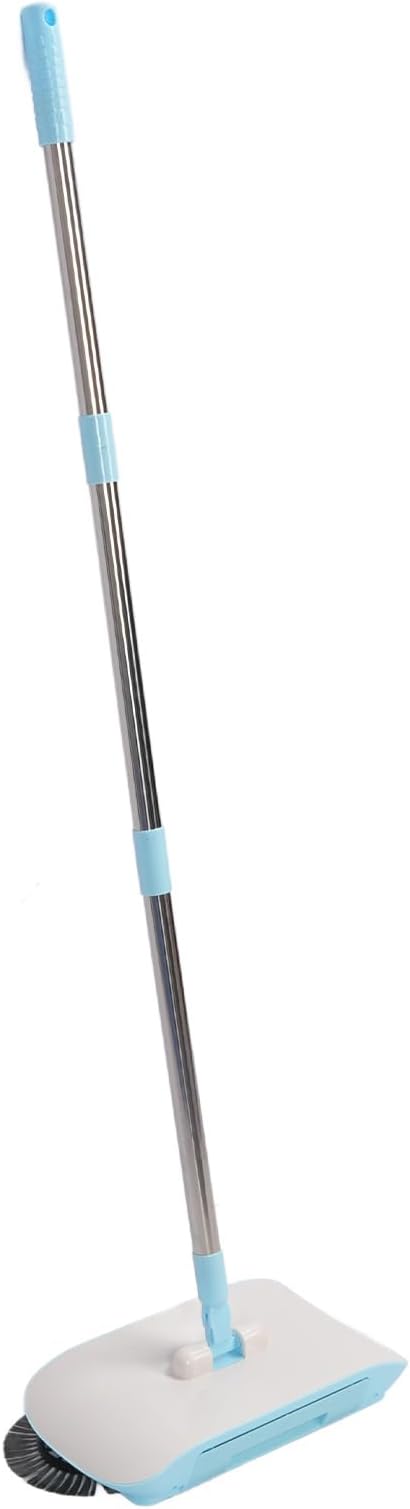 Hand Push Floor Sweeper 2 in 1 Vacuum Cleaner Household Sweeper Mopping Machine 180 Degree Rotating Electric Floor Mops for Wooden Marble Tile (Blue)