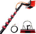 Glass Cleaning Brush Home Water Fed Telescopic Pole Kit Solar Panel Brush Rotating for Photovoltaic Panel10.8M Telescopic Window Cleaning Pole with Squeegee &amp Water Fed Brush Extendable Sol
