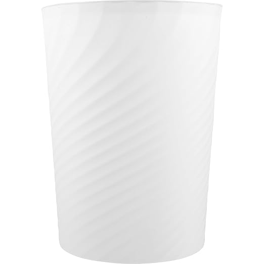 Uonlytech Small Plastic Trash Can with Pressure Ring Large Opening Wastebasket for Office Bathroom Kitchen Compact Garbage Bin for Household and Commercial Use White Design