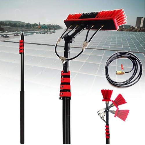 Water Fed Pole Kit 12-39ft Length Water Fed Brush Telescopic Water Fed Cleaning System Outdoor Window Cleaner w/180° Rotatable Brush Head Cleaning Tool for Conservatory Roof18FT/5.4M