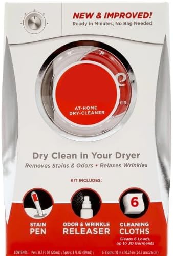 dryrel at-Home Dry Cleaner Starter Kit. Dry-Cleaner 6 Count In 1 Box. - At-Home Dry Cleaning Kit - 6 Cleaning Cloths with Stain Remover &amp Wrinkle Release Spray | Refresh System to Clean
