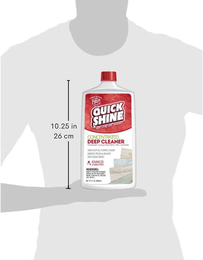 Quick Shine Multi Surface Deep Floor Cleaner and Wax Remover 27oz 6Pk | Removes Wax Build-Up Revitalizes Floors &amp Cleans Grout | Use on Hardwood Laminate LVT Tile and Stone | Pro-Level Cleani