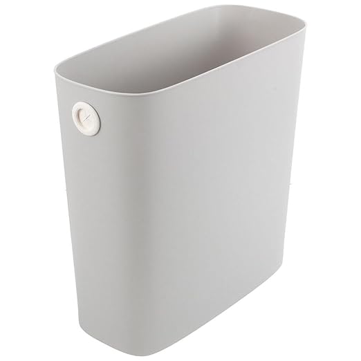 VOSAREA 13 L Rectangular Trash Can Plastic Wastebaskets Garbage Recycling Bin Slim Garbage Can Trash Bin for Narrow Space Bathroom Bedroom Laundry Home Kitchen Office Grey