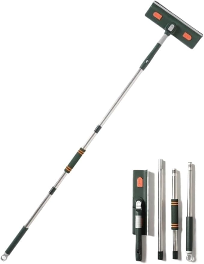 72-226CM Extended Window Cleaning Tool Glass Cleaner Mop with Silicone Scraper Brush Household Tools(144cm no Duster)