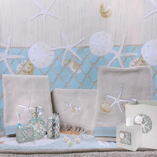 Avanti Linens - Tissue Box Cover Decorative Resin Cover Beach Inspired Bathroom Accessories (Seaglass Collection)