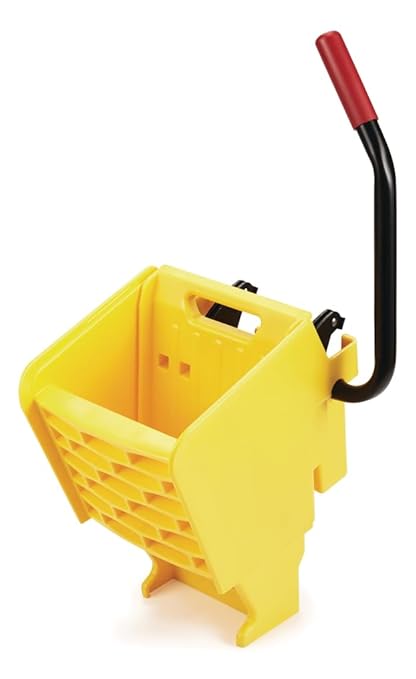 Rubbermaid Commercial Products WaveBrake 26 Qt. Side-Press Mop Bucket and Wringer Combo on Wheels Yellow for Professional/Industrial/Business Heavy-Duty Floor Cleaning/Mopping