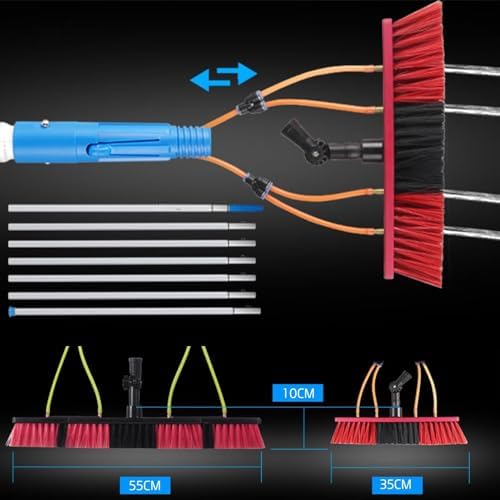 Glass Cleaning Brush Home Water Fed Telescopic Pole Kit Solar Panel Brush Rotating for Photovoltaic PanelAdjustable Solar Panel Cleaning Brush Kit with 8m Water Fed Pole Window Cleaner Brus