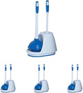 Mr. Clean Toilet Plunger and Bowl Brush Combo with Caddy 3-Piece Heavy-Duty Plunger Toilet Brush and Caddy Set White/Blue (Pack of 4)