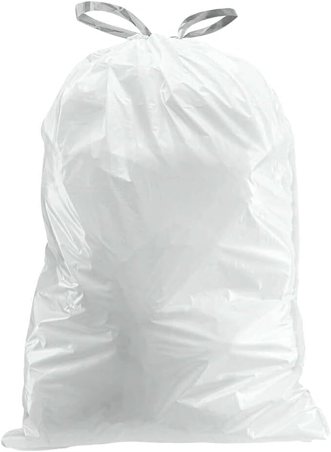 Plasticplace Custom Fit Trash Bags Compatible with simplehuman Code Y (200 Count) White Drawstring Garbage Liners 30.4 Gallon/ 115 Liter 28.5 x 39