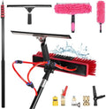 Glass Cleaning Brush Home Water Fed Telescopic Pole Kit Solar Panel Brush Rotating for Photovoltaic PanelWashing Kit: Water-fed Brush3.6-10.8 m Telescoping Pole Cobweb Duster and Squeegee