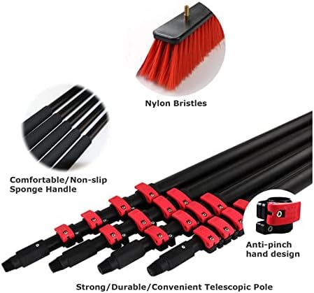 Glass Cleaning Brush Household Water Supply Telescopic Pole Kit Solar Panel Rotating Brush Solar Photovoltaic PanelsWater Fed Pole Kit Window and Solar Cleaning Pole W/Water Fed