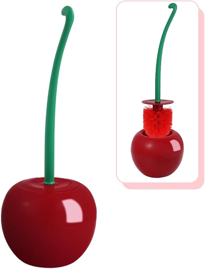 Cherry Toilet Brush Cute Toilet Bowl Cleaners Brush and Holder Set Unique Fruit Bathroom Decor Supplies and Fun Bathroom Accessories.
