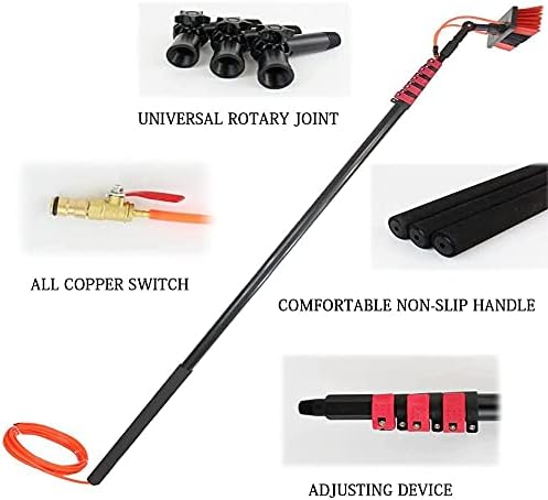 Glass Cleaning Brush Home Water Fed Telescopic Pole Kit Solar Panel Brush Rotating for Photovoltaic PanelWindow Cleaning Pole Window Cleaner Kit Water/Hose Fed Pole Window Cleaning Brush
