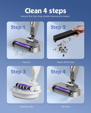 Ecofy 3-in-1 Cordless Vacuum Cleaner Spray Humidification One-Click Cleaning for Carpets/Hardwood Floors 500ml Dustbin