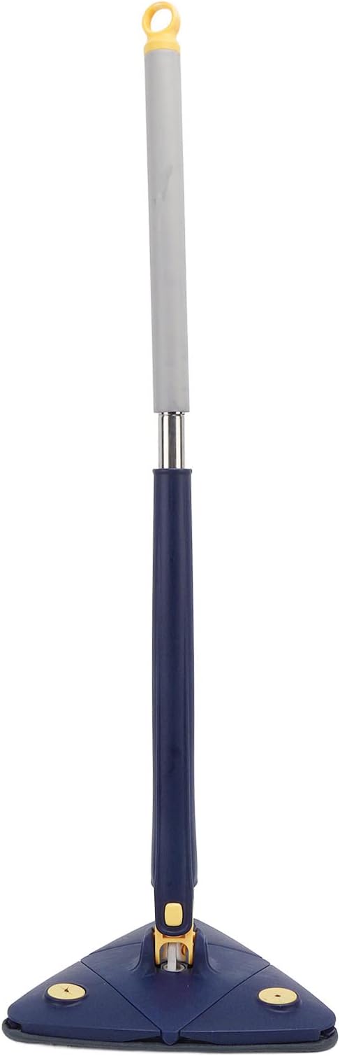 Pwshymi Adjustable Rotatable Triangular Wall Mop with Long Handle for Dead Corner for Kitchen Bathroom Bedroom Living Room Made of Stainless Steel ABS Gray 27CM Fit for Daily Household