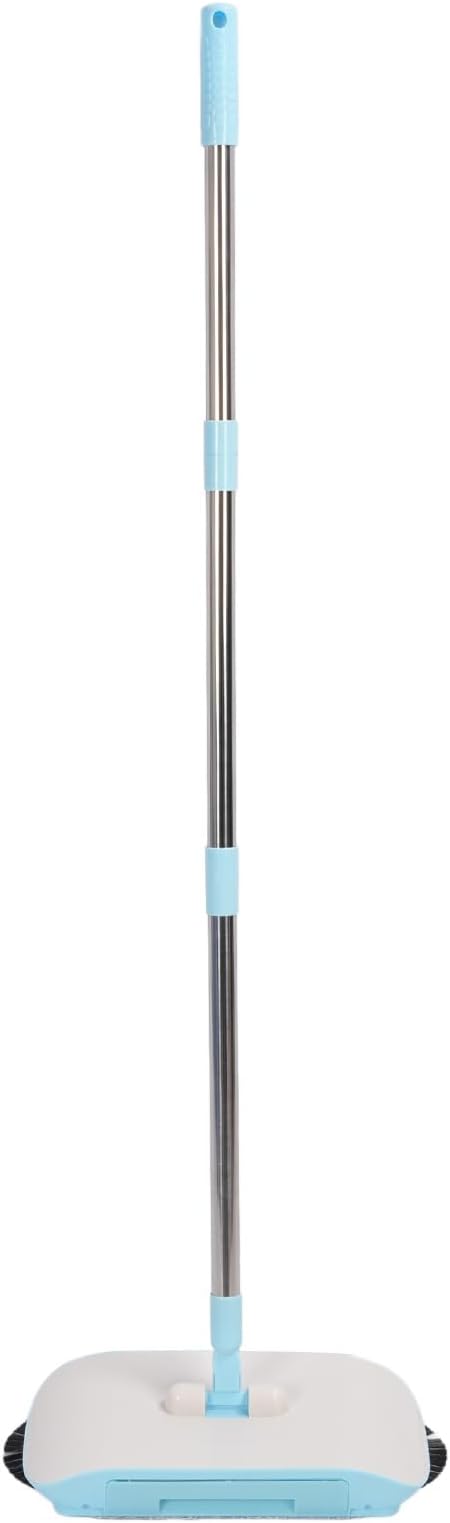 Asixxsix Floor Sweeper 2 in 1 Stainless Steel Lightweight Manual Floor Cleaner with 180 Degree Rotating Head Microfiber Water Locking Mop for Wooden Marble Tile Floors (Blue)