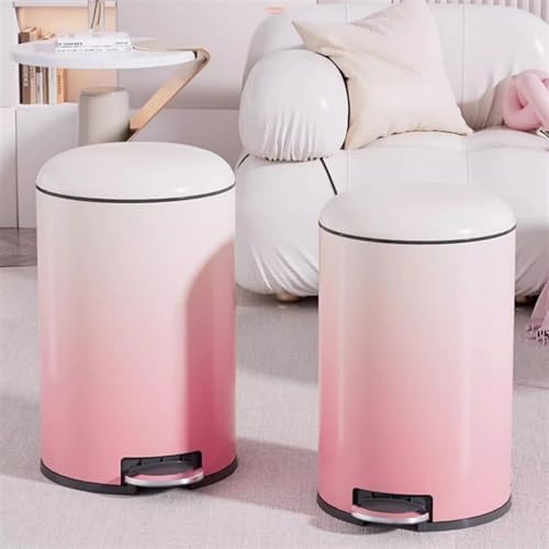 Compost bin Kitchen/Garbage Tall Trash can for Home Kitchen Large Large Capacity Living Room Light Luxury with lid pop-up lid Seam Creative Paper Basket Step Trash can(Deep Green)