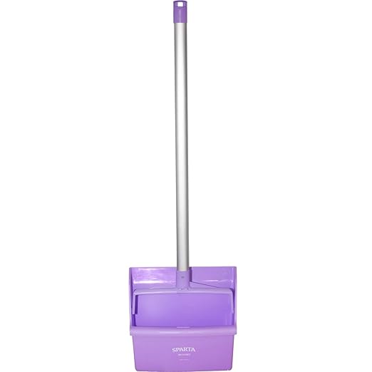 SPARTA Color Coded Upright Dustpan with 30 Inch Aluminum Handle Serrated Edge and Locking Yoke Standing Commercial Floor Dust Pan Purple Pack of 6