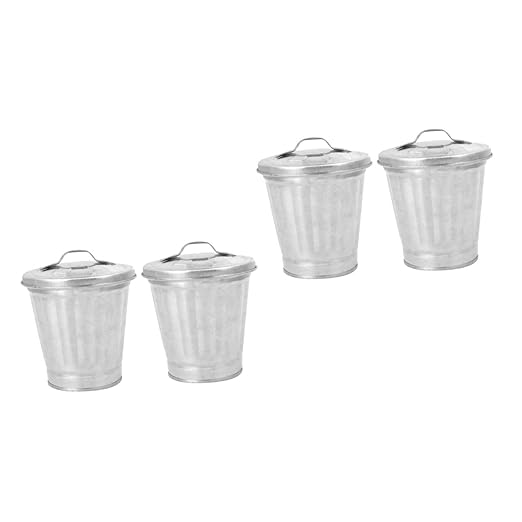 4pcs Galvanized Planter Trash Can Lid Small Wastebasket Lid for Indoor Plants Storage Container