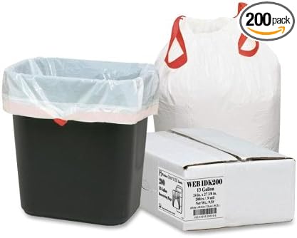 Wholesale CASE of 5 - Webster 13 Gallon Drawstring Trash Bags-Drawstring Trash Liners.9 Mil13Gal24-1/2x27-3/8200/BX
