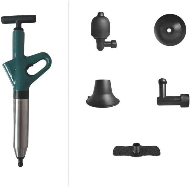 Stainless Steel Toilet Pipe Dredger Pneumatic Household High-pressure Dredging Tool Set Thickened Wall Cylinder Sturdy And Safe (Color: green)