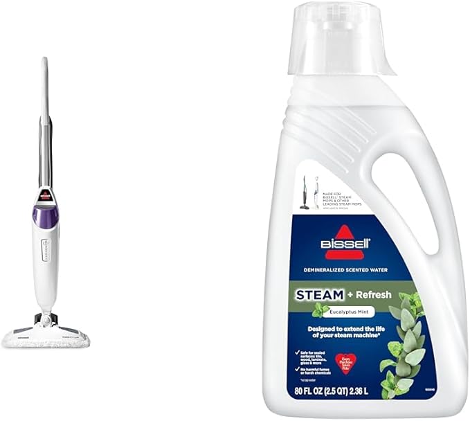 Bissell PowerFresh Pet Steam Mop 19404 Purple + Eucalyptus Mint Steam Water 80 oz 1392F