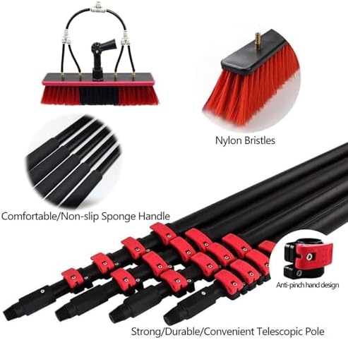 Glass Cleaning Brush Home Water Fed Telescopic Pole Kit Solar Panel Brush Rotating for Photovoltaic PanelWater Fed Pole Kit Window and Solar Cleaning Pole Solar Photovoltaic Panel Cleaner