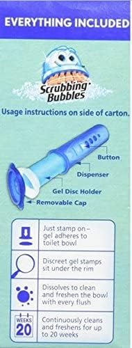 Mega Value Scrubbing Bubbles Toilet Cleaning Gel Fresh 2 Dispensers 8 Refills 48 Gel Stamps 10.72oz