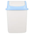 Bathroom Trash Can with Lid 12L Small Square Flip-Top Waste Bin for Kitchen Home Office White and Blue Plastic Garbage Can for Bathroom Wastebasket