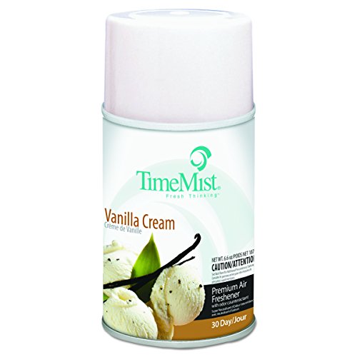 TimeMist Premium Metered Air Freshener Refills - Vanilla Cream - 7.1 oz (Case of 12) - 1042737 - Lasts Up To 30 Days and Neutralizes Tough Unwanted Odors