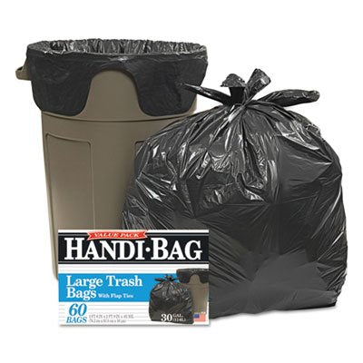 Super Value Pack Trash Bags 30gal.65mil 30 x 33 Black 60/Box (10 Boxes)