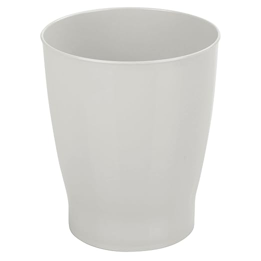 mDesign Round Plastic Bathroom Garbage Can 1.25 Gallon Wastebasket Garbage Bin Trash Can for Bathroom Bedroom and Kids Room - Small Trash Can - Fyfe Collection - Light Gray