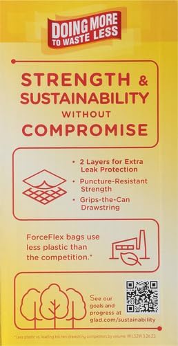 Glad ForceFlex Tall Kitchen Drawstring Trash Bags13 GalFragrance Free110 Ct (Package May Vary)(Pack of 3)