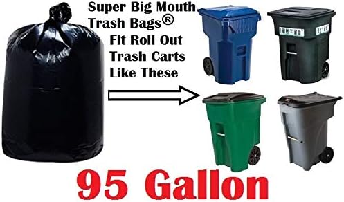 95 Gallon Super Big Mouth Trash Bags 30-Pack Plus 3 Free Rubber Tie Down Bands