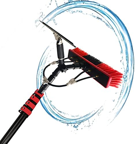 Glass Cleaning Brush Home Water Fed Telescopic Pole Kit Solar Panel Brush Rotating for Photovoltaic PanelSolar Panel Cleaning Brush with Extension Pole Window Cleaning Pole Water Hose Fed