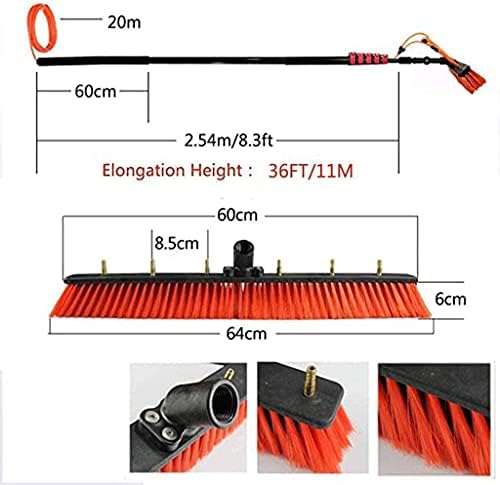 Glass Cleaning Brush Home Water Fed Telescopic Pole Kit Solar Panel Brush Rotating for Photovoltaic Panel3-11M Cleaning Photovoltaic and Solar Panels Water/Hose Fed Pole Window Cleaning Bru