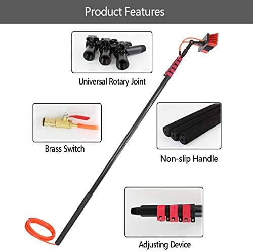 Window Cleaning Pole Window Cleaner Kit Water/Hose Fed Pole Cleaning and Washing Tool for Window Glass Solar Panel (3.5m 5.4m 9m)/5.4