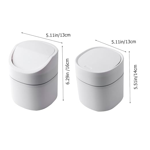 Healifty 2Pcs Small Waste Basket with Lid Odorless Plastic Desktop Trash Can Garbage Can for Kitchen Living Room Bedroom and Office Compact Wastebasket for Tidy Spaces