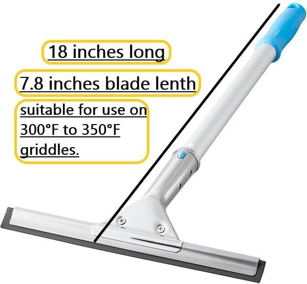 Hot Griddle Squeegee with 7.8 Inch Flexible Heat-Resistant Rubber Blade 18 Long Handle Ideal for 300 to 350 Degree Fahrenheit hot griddles Cleaning by Weavura